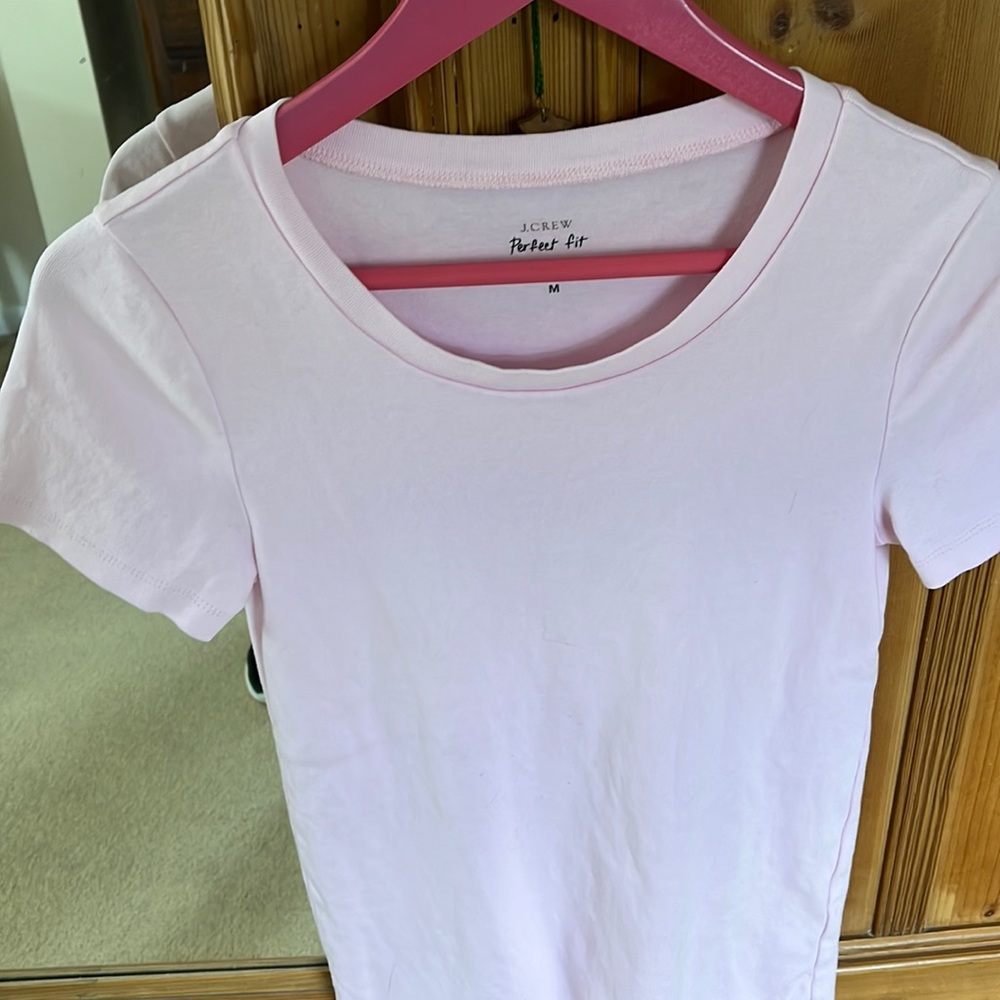 J Crew cotton tee soft pink never worn medium